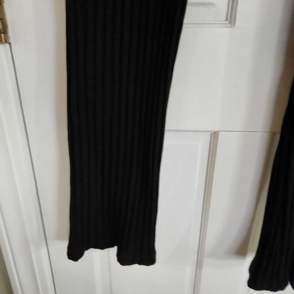 New Good American Rib Knit Flare Pants in Black Size 5 - Picture 3 of 7